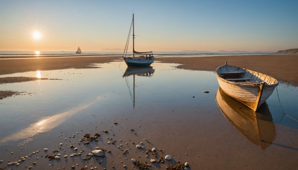 Voyage le long rivage ensoleille